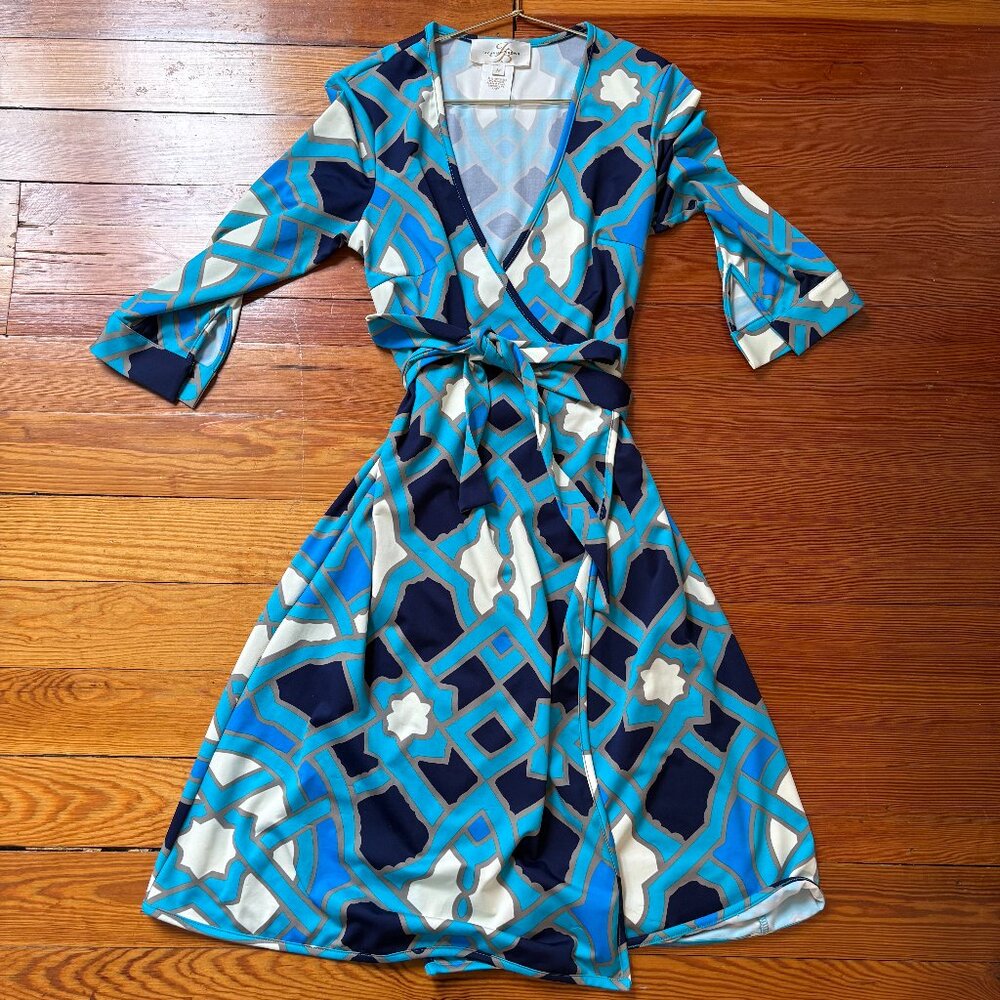 Patterned Blue Midi Dress